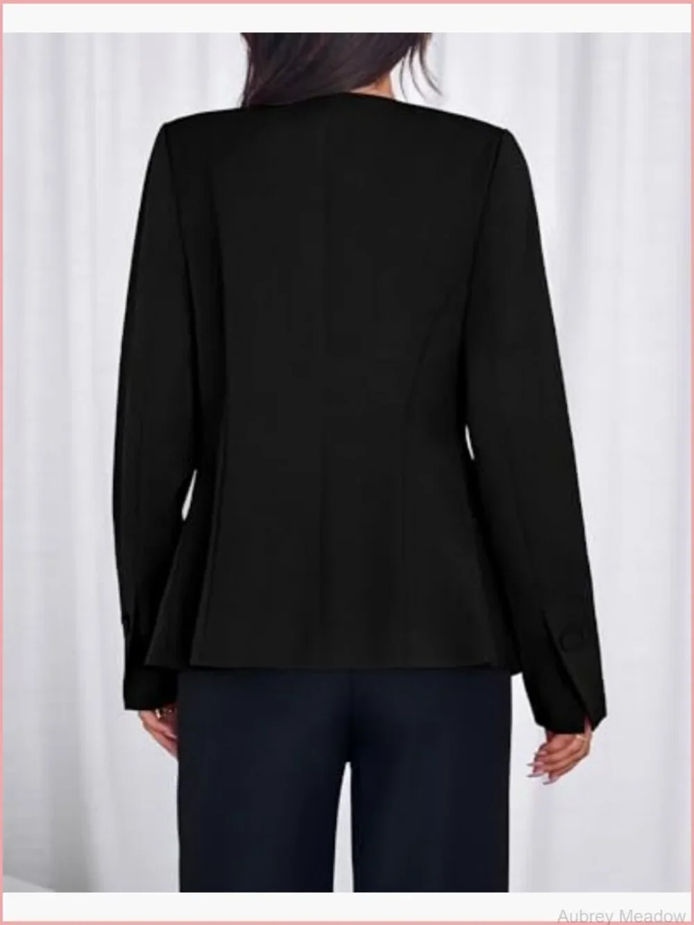 Women's Business Casual Open Front Long Sleeve Suit Jacket Blazer with Pockets